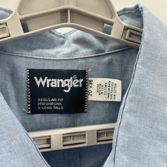 VINTAGE Wrangler Shirt dead stock Cowboy Cut Western Pearl Snap Button size 4XLT - Picture 6 of 8